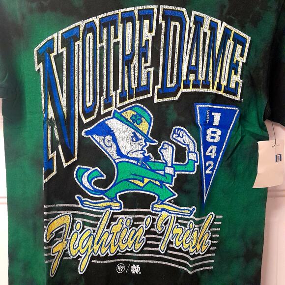 NCAA Fighting Irish Tie Dye T Shirt S Vintage Unisex Tee Big New Small Retro - Picture 3 of 4